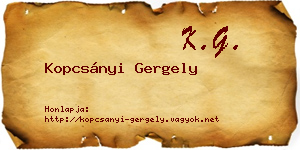 Kopcsányi Gergely névjegykártya