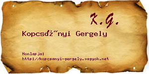 Kopcsányi Gergely névjegykártya